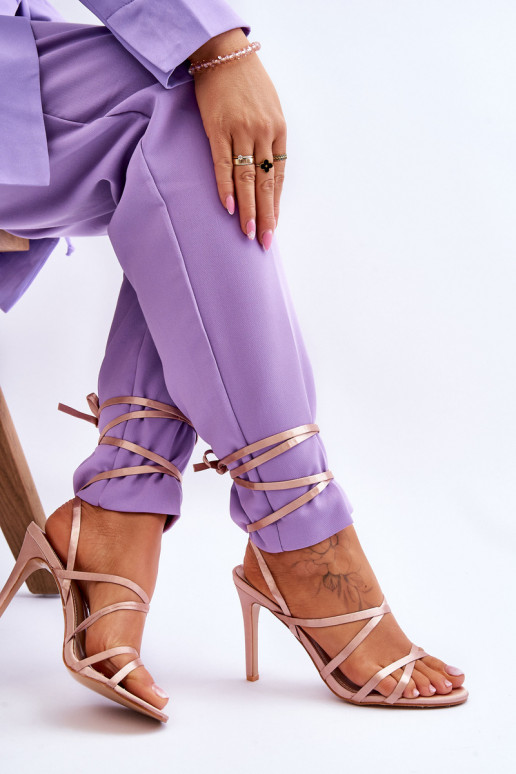Damen-Sandalen mit hohen Absätzen in Beige von Meya