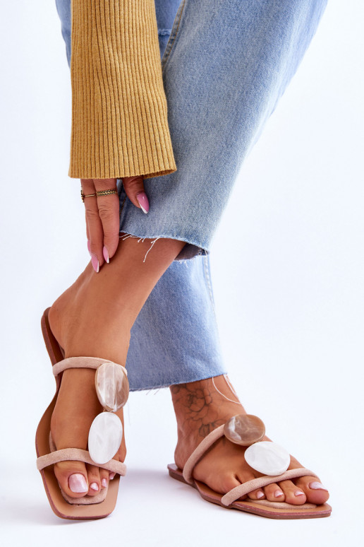 Wildlederpantoffeln mit schönen Details Nude Victoria