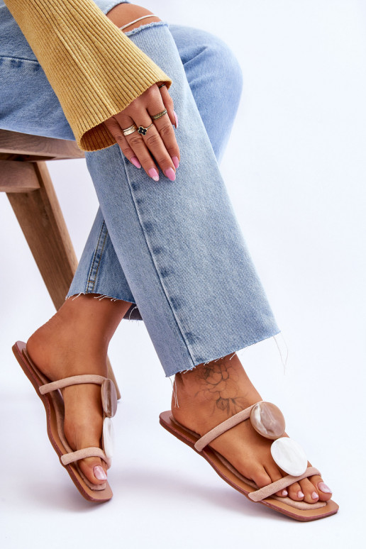 Wildlederpantoffeln mit schönen Details Nude Victoria