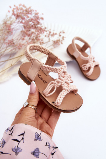 Geflochtene Kindersandalen rosa Tracy