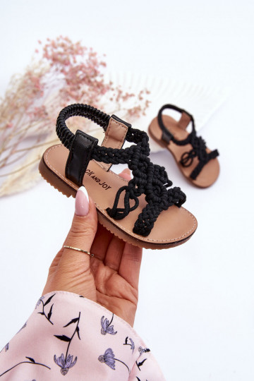 Geflochtene Kindersandalen in der Farbe Schwarz Tracy