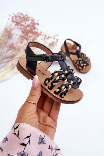 Kindersandalen mit Riemen in der Farbe Schwarz Sammy
