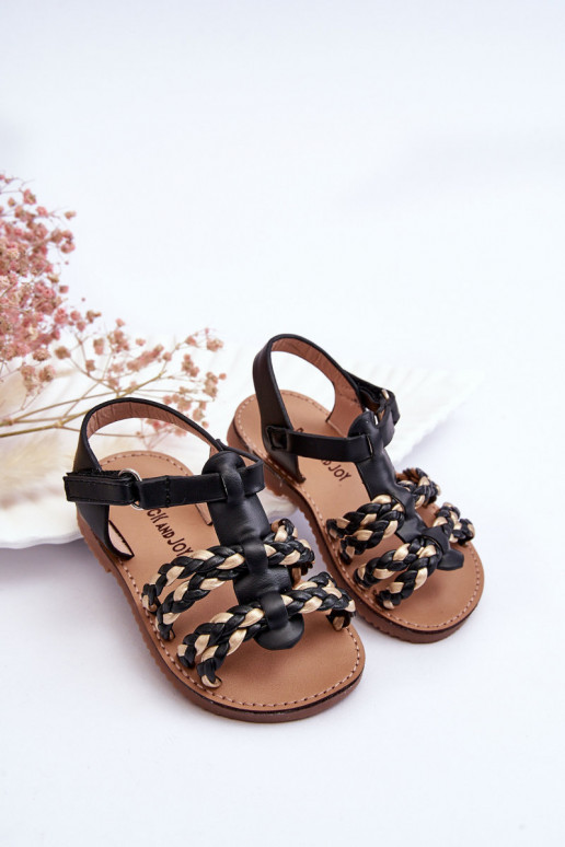 Kindersandalen mit Riemen in der Farbe Schwarz Sammy