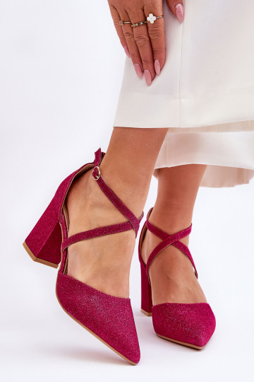 Glänzende Schuhe mit hohen Absätzen in Pink Galaxy