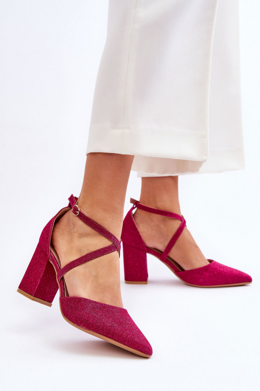 Glänzende Schuhe mit hohen Absätzen in Pink Galaxy