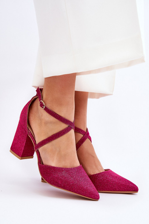 Glänzende Schuhe mit hohen Absätzen in Pink Galaxy