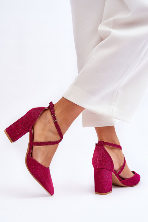 Glänzende Schuhe mit hohen Absätzen in Pink Galaxy