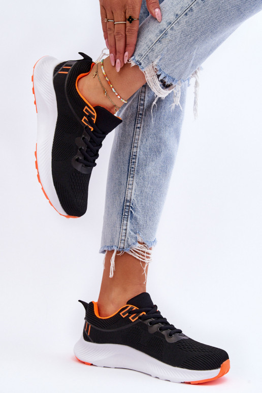 Schnürsneaker im klassischen Stil Schwarz und Orange Darla Schnürsneaker im klassischen Stil Schwarz und Orange Darla