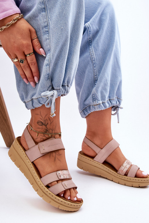Sandalen mit Klebeverschlüssen rosa Fresh Look