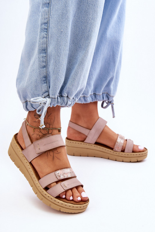 Sandalen mit Klebeverschlüssen rosa Fresh Look