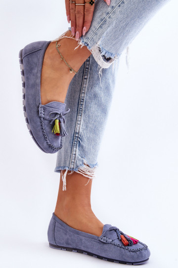 Wildledermokassins mit Quasten in Blau Dorine 2