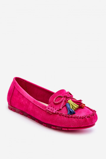 Wildledermokassins mit Quasten in rosa Dorine