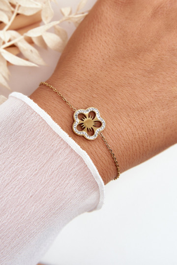 Armband mit Blumen in Goldfarbe