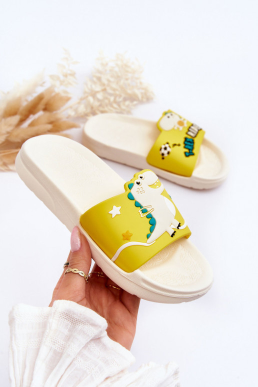 Kinderhausschuhe T-Rex beige Bernis