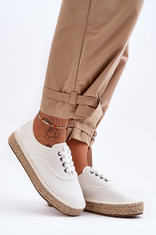 Schnür-Freizeitschuhe Espadrilles Big Star LL274833 weiße Farbe