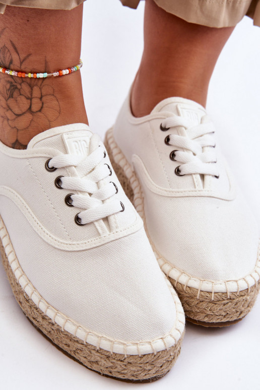 Schnür-Freizeitschuhe Espadrilles Big Star LL274833 weiße Farbe
