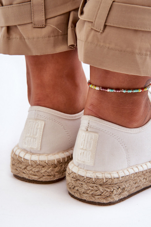 Schnür-Freizeitschuhe Espadrilles Big Star LL274833 weiße Farbe