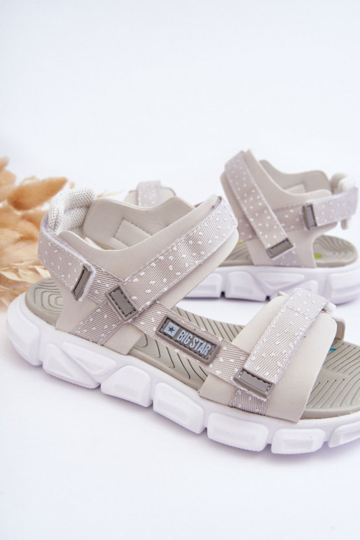 Kindersandalen mit Klebeverschlüssen Big Star LL374201 Weiß-silberne Farbe