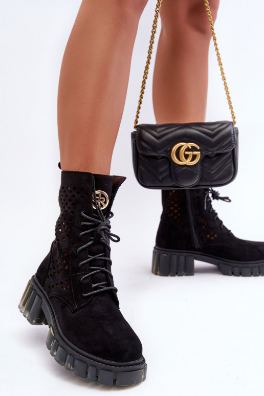 Durchbrochene Stiefeletten Stiefel schwarze Farbe Ideal Durchbrochene Stiefeletten Stiefel schwarze Farbe Ideal