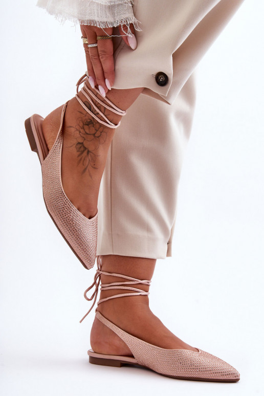 mit Riemen Ballerinas verziert beige Jange