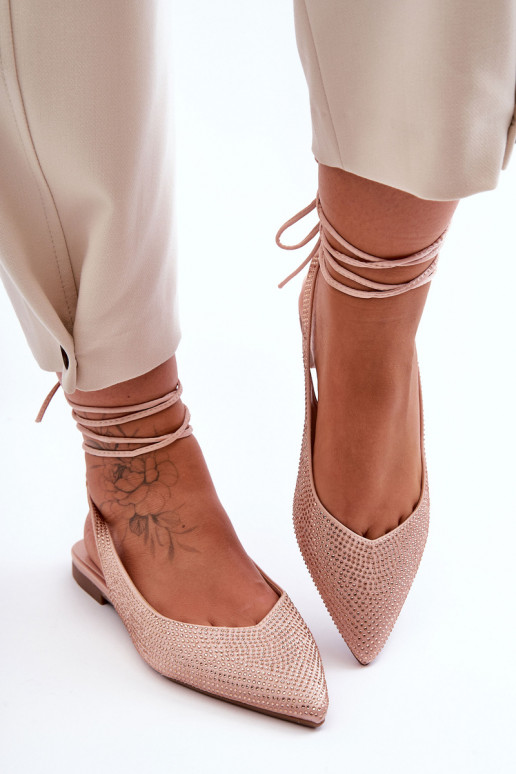 mit Riemen Ballerinas verziert beige Jange