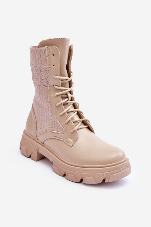 Stiefeletten mit Schnürsenkel beige Marlissa