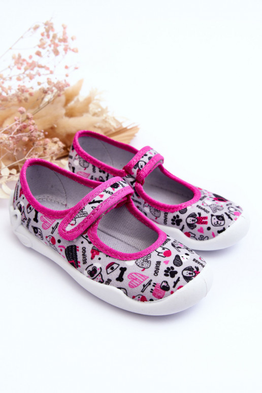 Kinderhausschuhe/Ballerinaschuhe Befado 114X521 grau-rosa Farbe