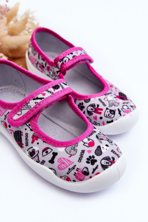 Kinderhausschuhe/Ballerinaschuhe Befado 114X521 grau-rosa Farbe Kinderhausschuhe/Ballerinaschuhe Befado 114X521 grau-rosa Farbe