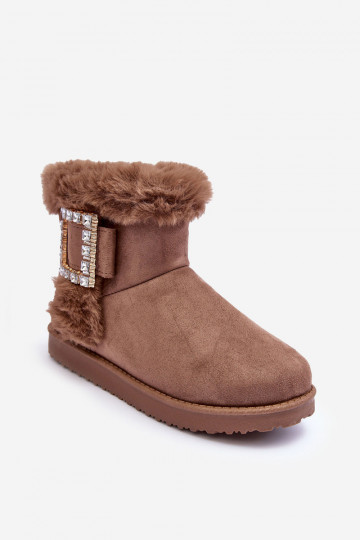 Gewärmte Schneestiefel mit Schnallen beige Dulca