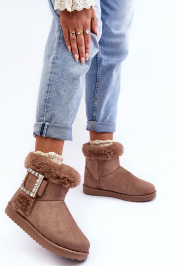 Gewärmte Schneestiefel mit Schnallen beige Dulca 2