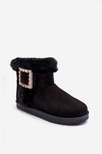 Warme Winterstiefel mit Schnallen in der Farbe Schwarz von Dulca