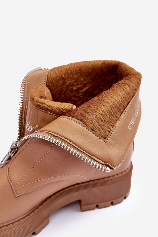 Stiefel mit breiten Absätzen und Reißverschlüssen in der Farbe Braun von Vimal