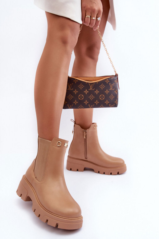 Damenstiefel aus Naturleder mit schönen Details beige Lobb Damenstiefel aus Naturleder mit schönen Details beige Lobb