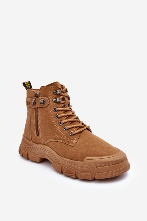 Gewärmt aus Wildleder Damenstiefel braun Farbe Jailina