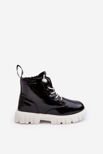 Erwärmt mit Lackeffekt Stiefel Kinder Big Star MM374147 schwarze Farbe