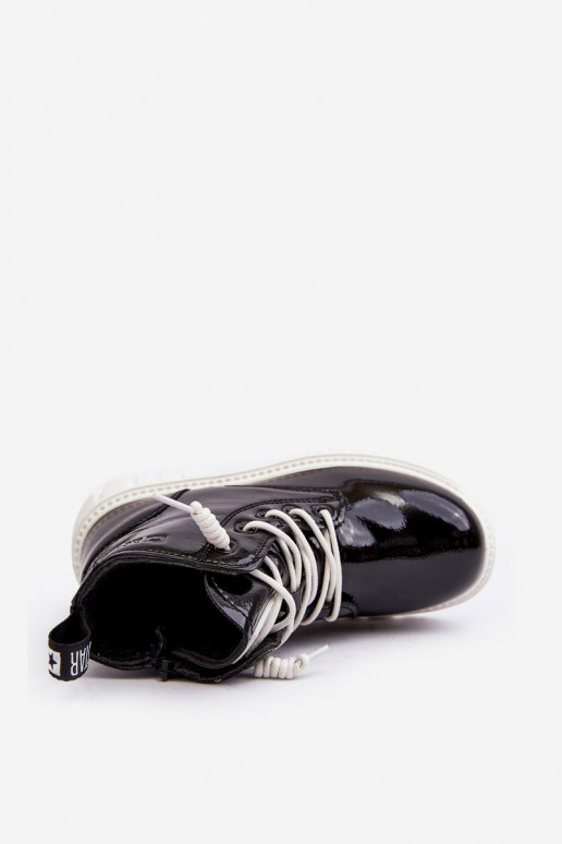 Erwärmt mit Lackeffekt Stiefel Kinder Big Star MM374147 schwarze Farbe Erwärmt mit Lackeffekt Stiefel Kinder Big Star MM374147 schwarze Farbe