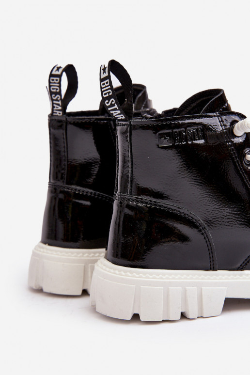 Erwärmt mit Lackeffekt Stiefel Kinder Big Star MM374147 schwarze Farbe Erwärmt mit Lackeffekt Stiefel Kinder Big Star MM374147 schwarze Farbe