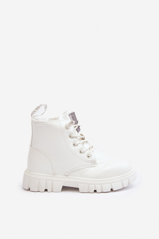 Erwärmt mit Lackeffekt Stiefel Kinder Big Star MM374142 weiße Farbe