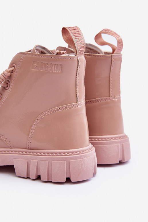 Erwärmt mit Lackeffekt Stiefel Kinder Big Star MM374144 rosa Farbe
