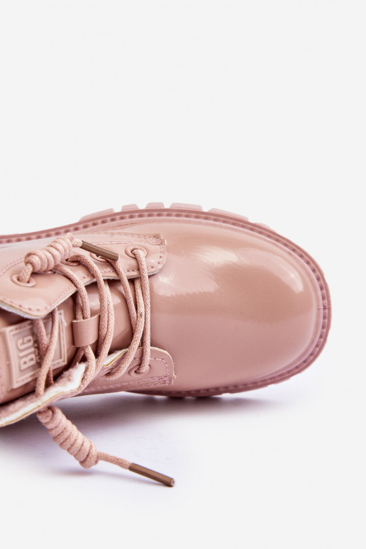 Erwärmt mit Lackeffekt Stiefel Kinder Big Star MM374144 rosa Farbe