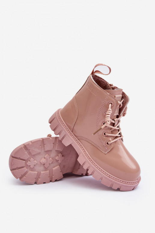 Erwärmt mit Lackeffekt Stiefel Kinder Big Star MM374144 rosa Farbe