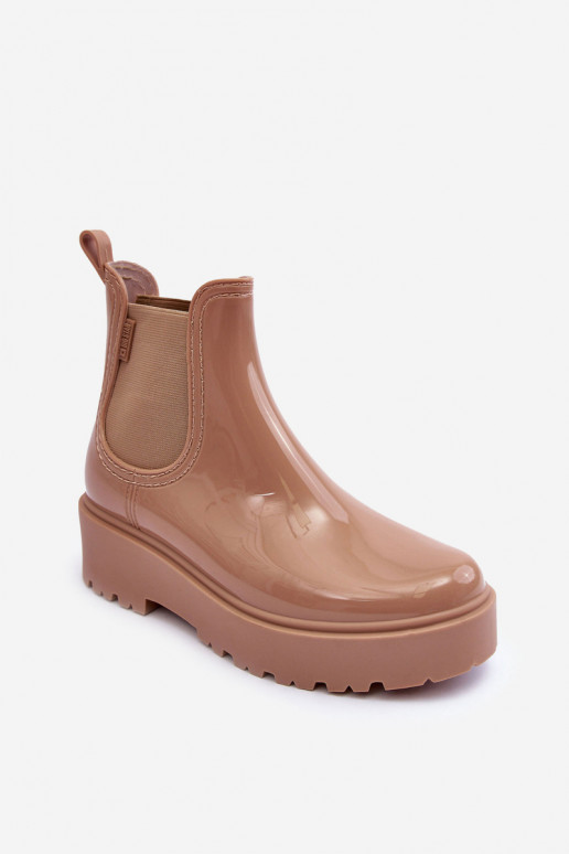 mit Lackeffekt Gummischuhe Stiefel mit Plateau Big Star MM274396 beige Farbe mit Lackeffekt Gummischuhe Stiefel mit Plateau Big Star MM274396 beige Farbe