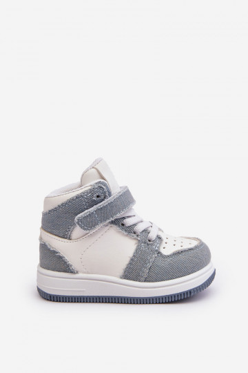 Kinder-Sportschuhe Denim-Material Weiß-blaue Farbe Milara 2