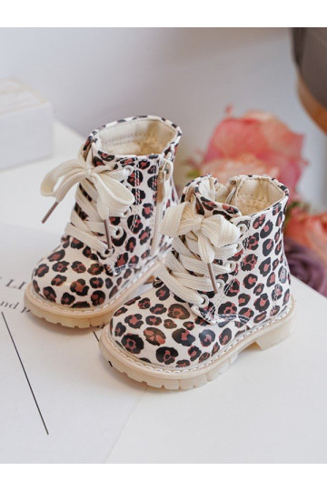 Gewärmte Kinderstiefel mit Reißverschlüssen beige-braune Farbe Dolida