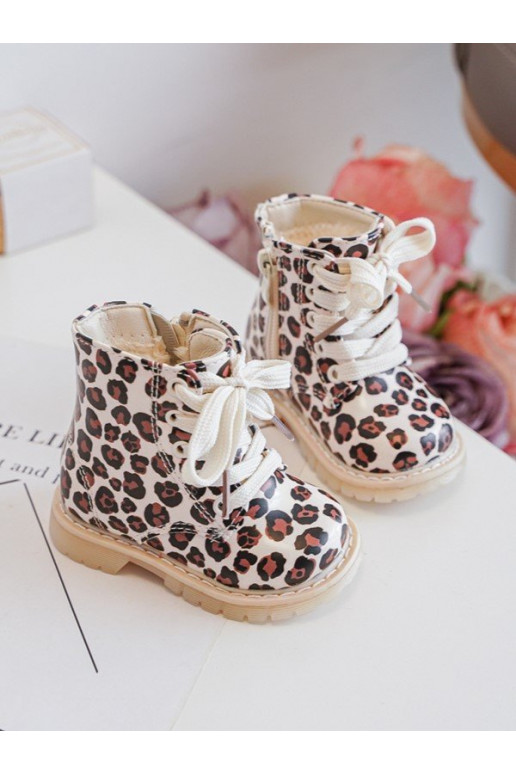 Gewärmte Kinderstiefel mit Reißverschlüssen beige-braune Farbe Dolida