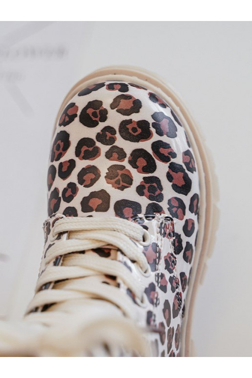 Gewärmte Kinderstiefel mit Reißverschlüssen beige-braune Farbe Dolida