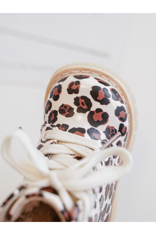 Gewärmte Kinderstiefel mit Reißverschlüssen beige-braune Farbe Dolida