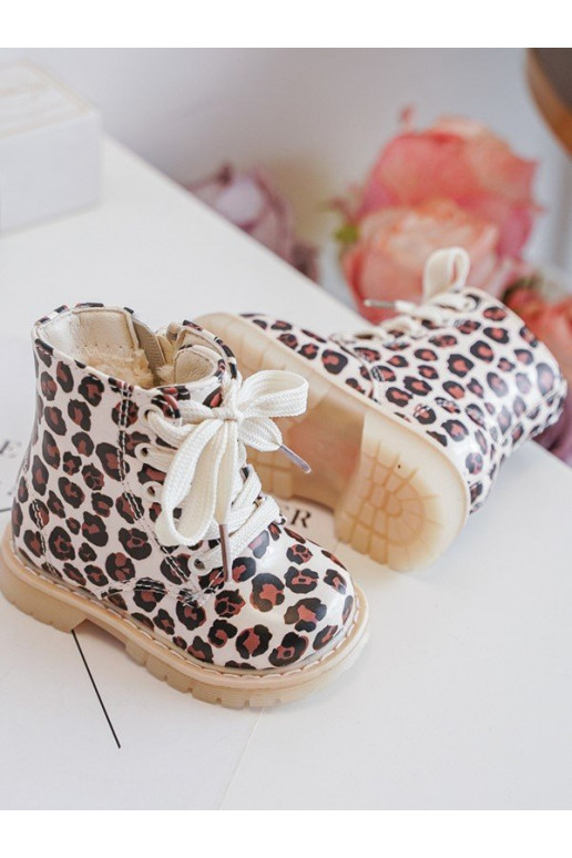 Gewärmte Kinderstiefel mit Reißverschlüssen beige-braune Farbe Dolida