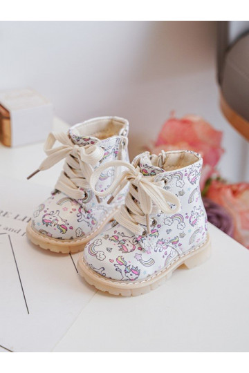 Gewärmte Kinderstiefel mit Reißverschlüssen beige Farbe Dolida