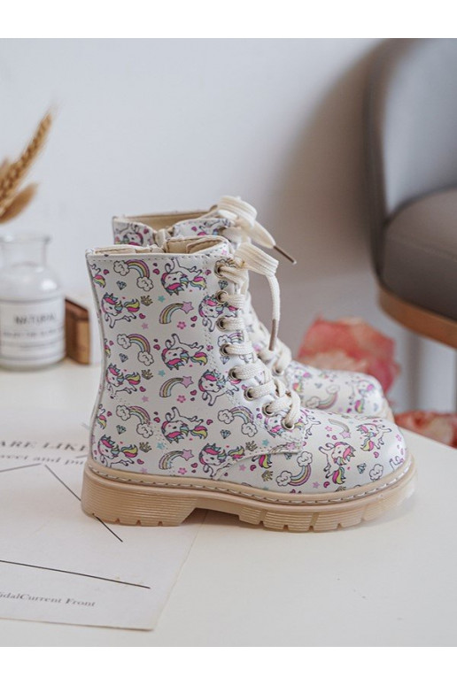 Gewärmte Kinderstiefel mit Reißverschlüssen beige Farbe Dolida